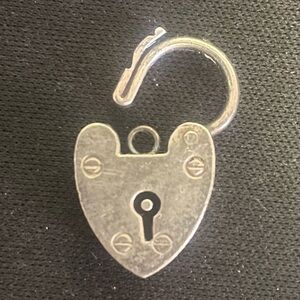 Vintage SILVER stamped Heart-Shaped Padlock Pendant
